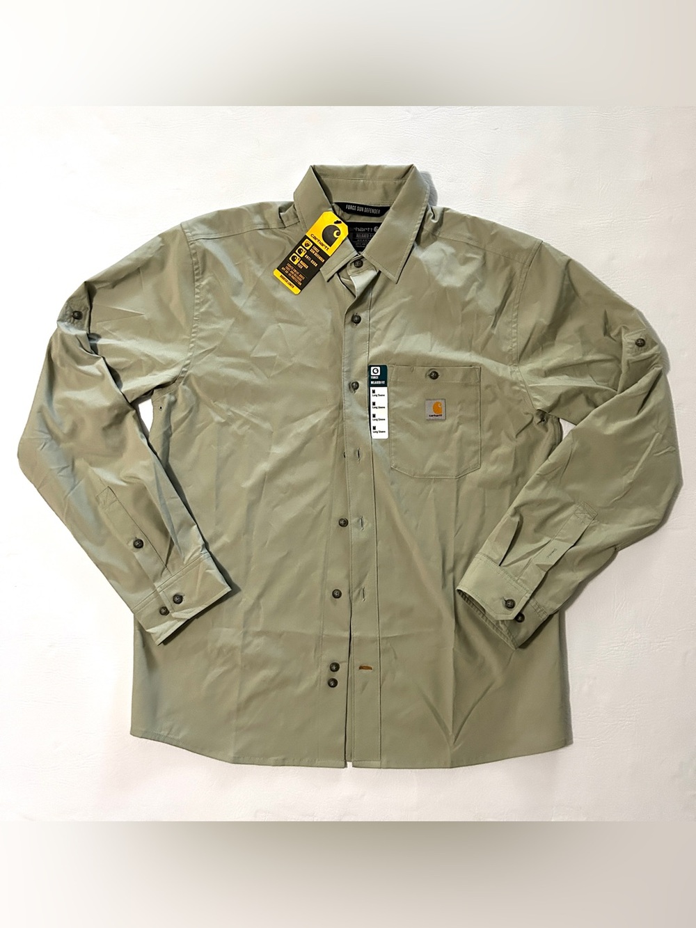 Carhartt Medium Khaki Button-Up Work Shirt Long/Quarter Sleeve